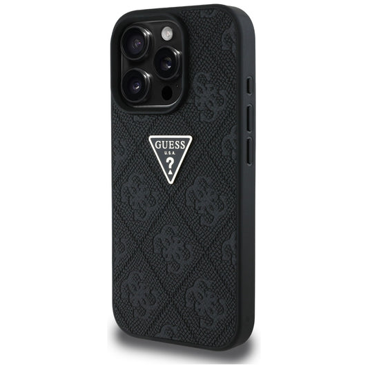 Suojakotelo Apple iPhone 16 Pro Max:lle, Guess, Hot Stamp 4G Pattern Triangle Logo, Musta