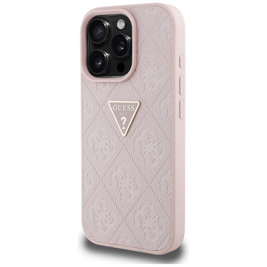 Suojakotelo Apple iPhone 16 Pro Maxille, Guess, Hot Stamp 4G Pattern Triangle Logo, Pinkki