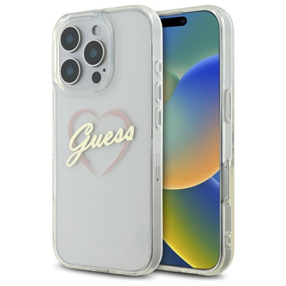 Suojakotelo Apple iPhone 16 Pro Max, Guess, IML Heart, Läpinäkyvä