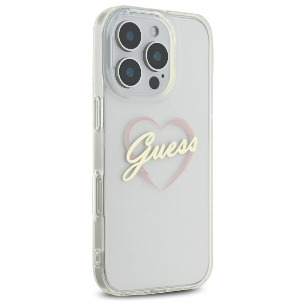 Suojakotelo Apple iPhone 16 Pro Max, Guess, IML Heart, Läpinäkyvä