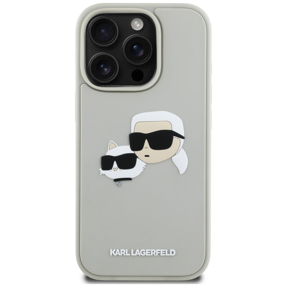 Kotelo Apple iPhone 16 Pro Max:lle, Karl Lagerfeld, 3D Rubber Karl & Choupette, Beige