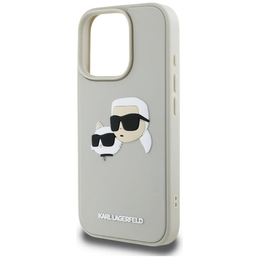 Kotelo Apple iPhone 16 Pro Max:lle, Karl Lagerfeld, 3D Rubber Karl & Choupette, Beige