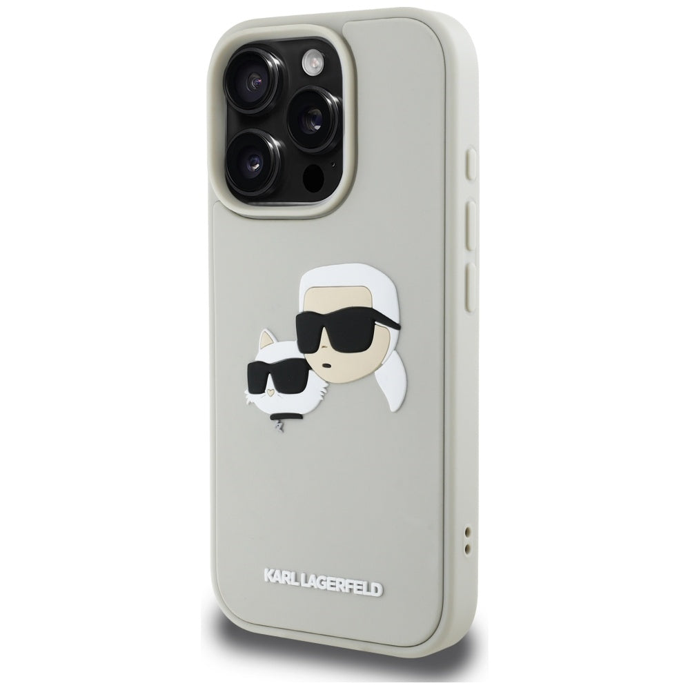 Kotelo Apple iPhone 16 Pro Max:lle, Karl Lagerfeld, 3D Rubber Karl & Choupette, Beige