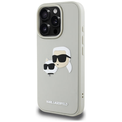 Kotelo Apple iPhone 16 Pro Max:lle, Karl Lagerfeld, 3D Rubber Karl & Choupette, Beige