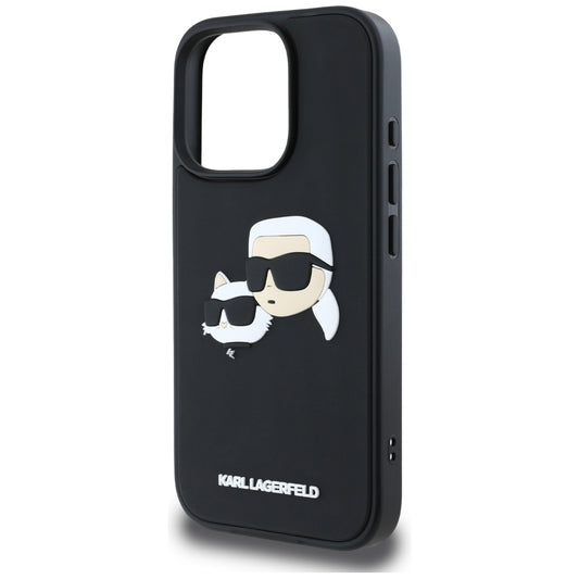 Kotelo Apple iPhone 16 Pro Max:lle, Karl Lagerfeld, 3D Rubber Karl & Choupette, Musta