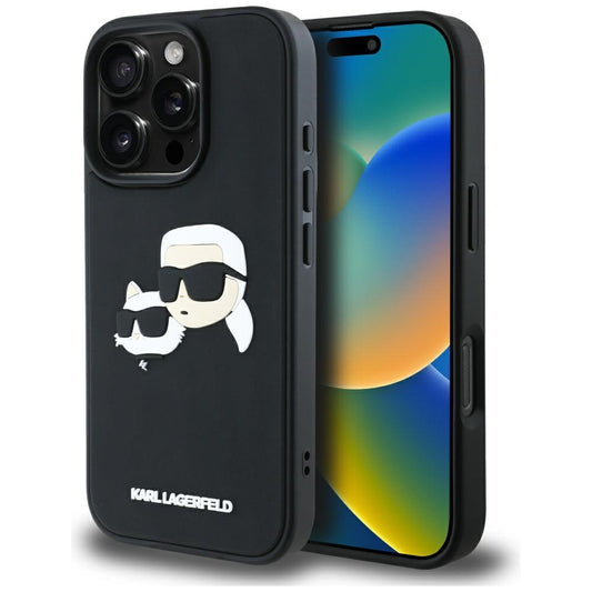 Kotelo Apple iPhone 16 Pro Max:lle, Karl Lagerfeld, 3D Rubber Karl & Choupette, Musta