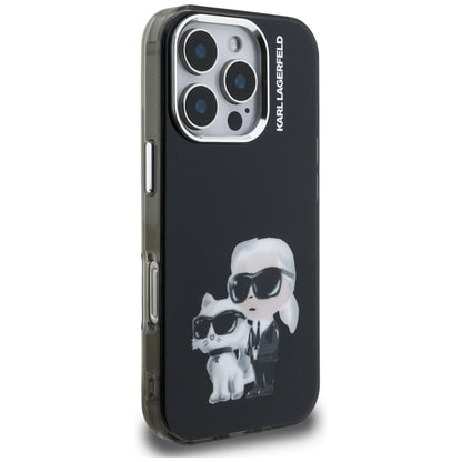 Kotelo Apple iPhone 16 Pro Max:lle, Karl Lagerfeld, IML Aquarelle Logo Karl & Choupette, Musta