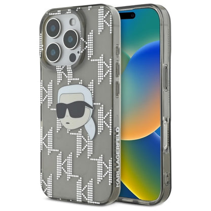 Kotelo Apple iPhone 16 Pro Max:lle, Karl Lagerfeld, IML Luxury Electroplated Karl's Head, Musta