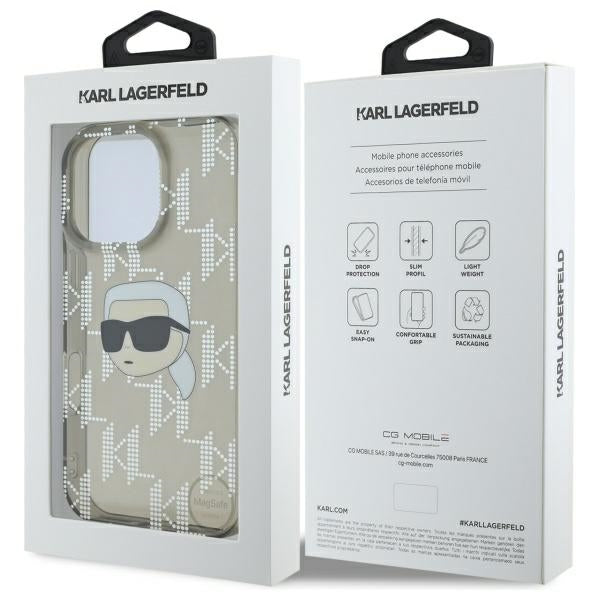 Kotelo Apple iPhone 16 Pro Max:lle, Karl Lagerfeld, IML Luxury Electroplated Karl's Head, Musta