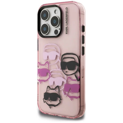 Kotelo Apple iPhone 16 Pro Max:lle, Karl Lagerfeld, IML Luxury Multi Head Pattern, Pinkki