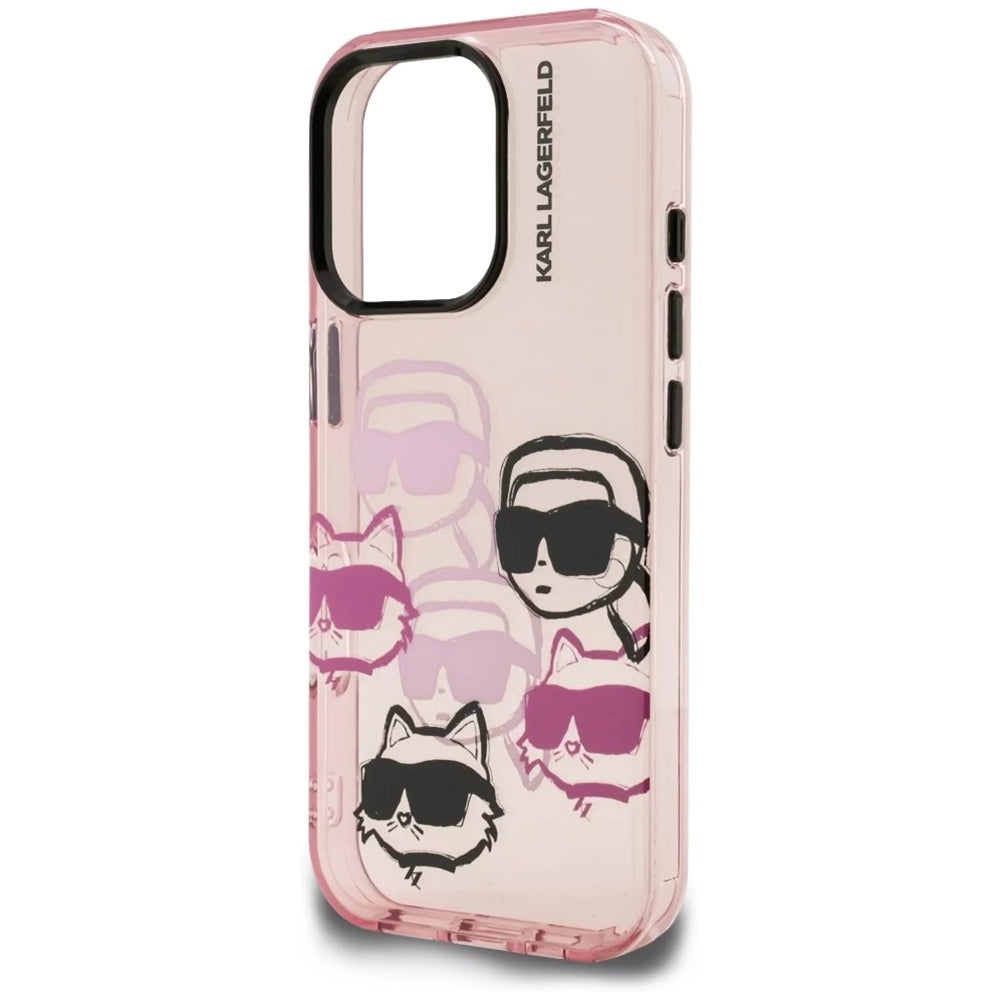 Kotelo Apple iPhone 16 Pro Max:lle, Karl Lagerfeld, IML Luxury Multi Head Pattern, Pinkki