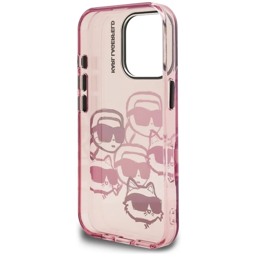Kotelo Apple iPhone 16 Pro Max:lle, Karl Lagerfeld, IML Luxury Multi Head Pattern, Pinkki
