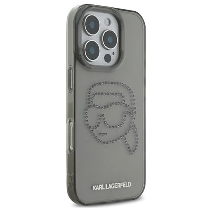 Case for Apple iPhone 16 Pro Max, Karl Lagerfeld, IML Rhinestones Karl's Head, Black