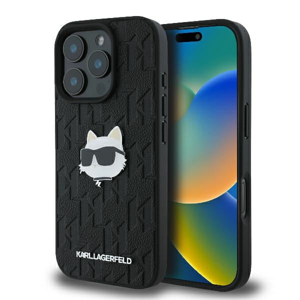 Kotelo Apple iPhone 16 Pro Max:lle, Karl Lagerfeld, Monogram Choupette's Head, Musta
