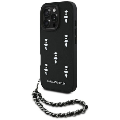 Kotelo Apple iPhone 16 Pro Max:lle, Karl Lagerfeld, Saffiano Crystals & Charm, Musta