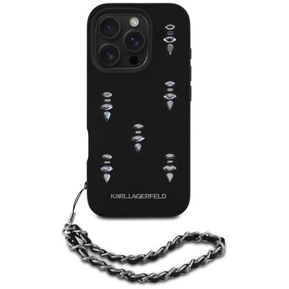 Kotelo Apple iPhone 16 Pro Max:lle, Karl Lagerfeld, Saffiano Crystals & Charm, Musta