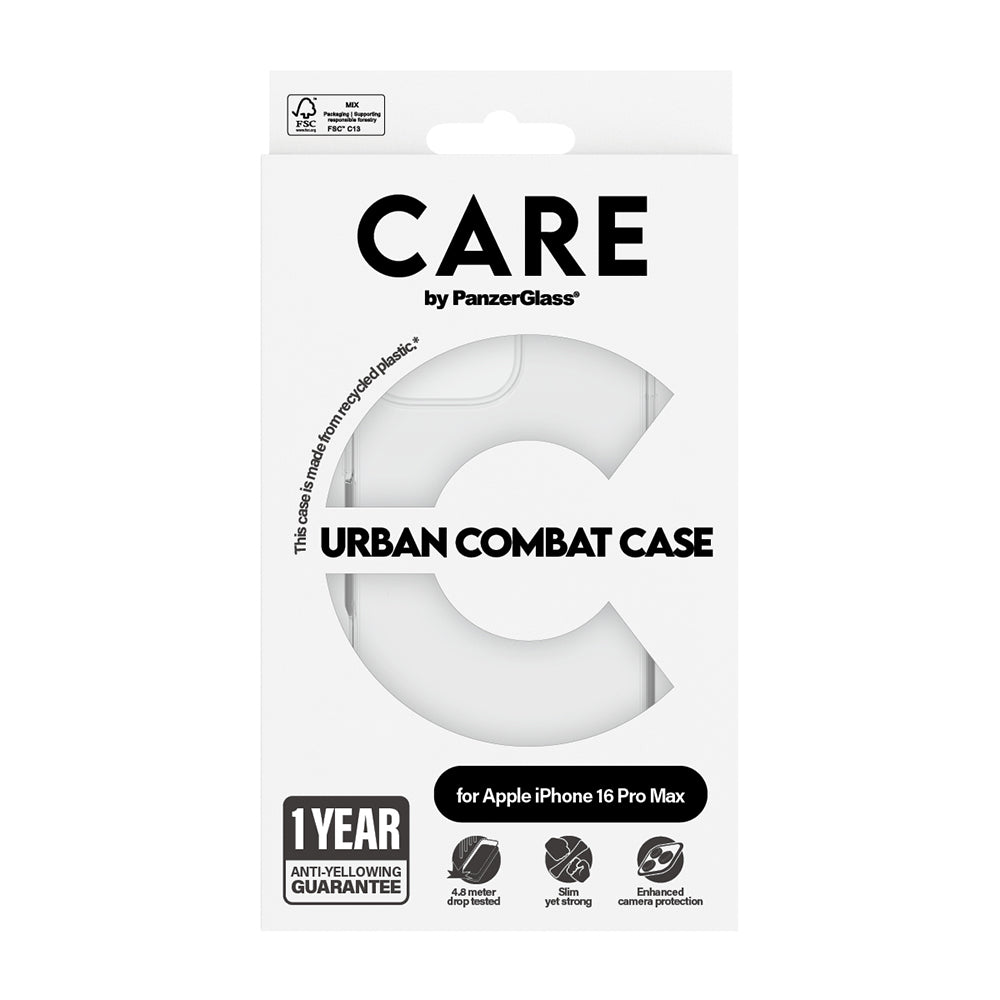 Suojakotelo Apple iPhone 16 Prolle, PanzerGlass, Care Urban Combat, Läpinäkyvä