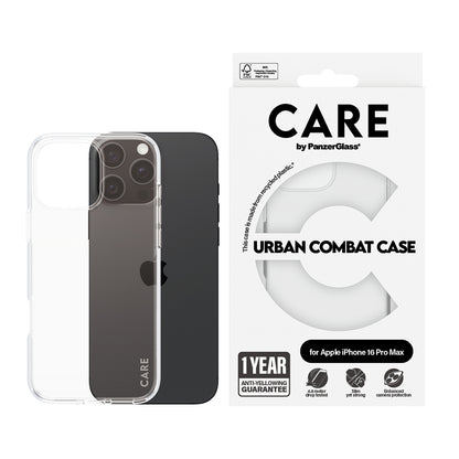 Suojakotelo Apple iPhone 16 Prolle, PanzerGlass, Care Urban Combat, Läpinäkyvä