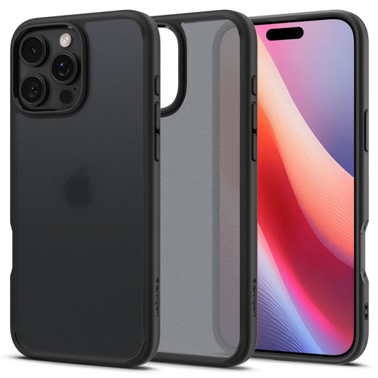 Kuori Apple iPhone 16 Pro:lle, Spigen, Ultra Hybrid, Musta satiini ACS08124