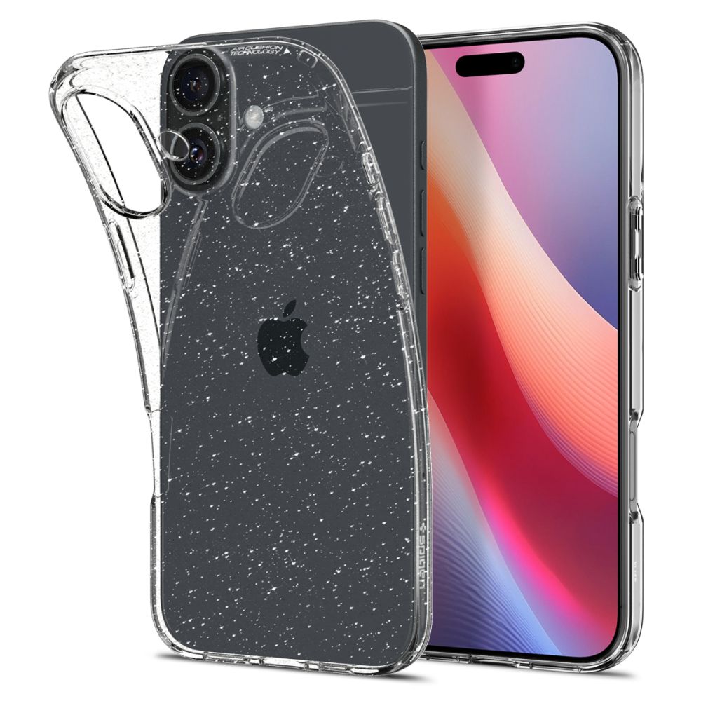 Kuori Apple iPhone 16:lle, Spigen, Liquid Crystal Glitter, Läpinäkyvä ACS08192