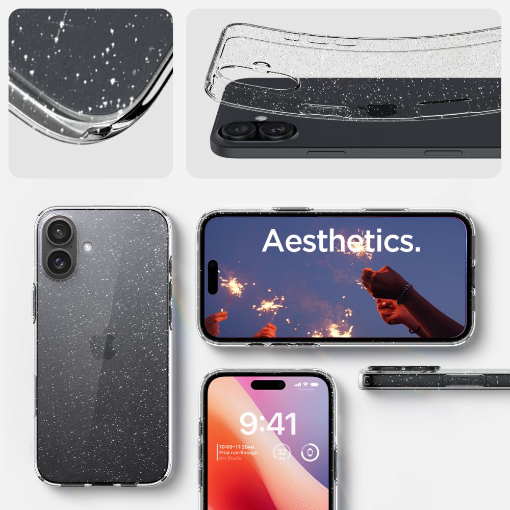 Kuori Apple iPhone 16:lle, Spigen, Liquid Crystal Glitter, Läpinäkyvä ACS08192