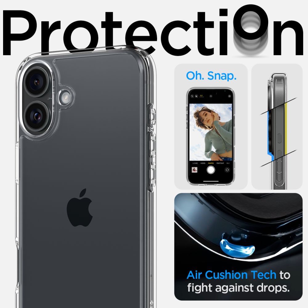 Kuori Apple iPhone 16:lle, Spigen, Ultra Hybrid, Läpinäkyvä