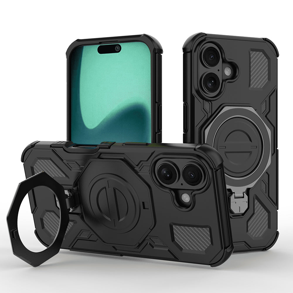 Kuori Apple iPhone 16:lle, Techsuit, Carbon Shield Pro, Musta