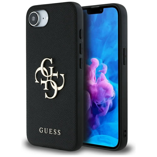 Suojakotelo Apple iPhone 16e:lle, Guess, 4G Grained Big and Classic Logo, Musta
