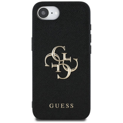 Case for Apple iPhone 16e, Guess, 4G Grained Big and Classic Logo, Black
