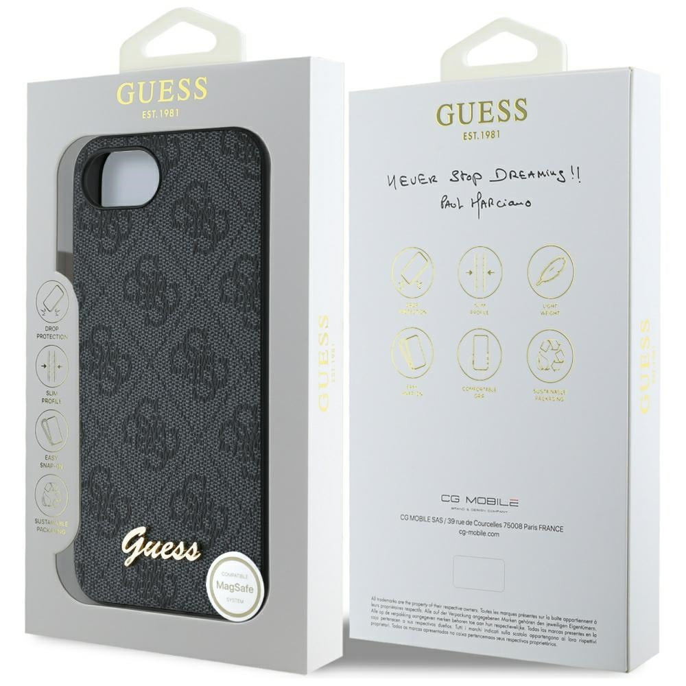 Suojakotelo Apple iPhone 16e:lle, Guess, 4G Script Logo, Musta