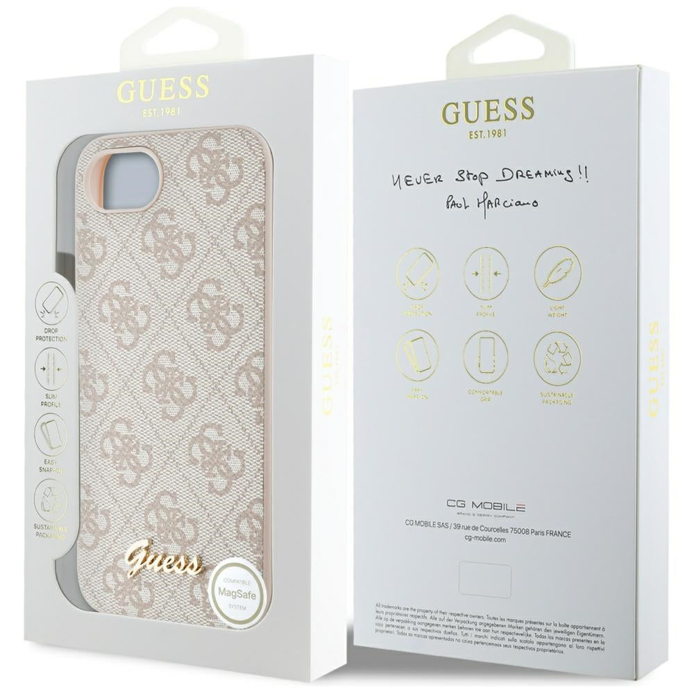 Suojakotelo Apple iPhone 16e:lle, Guess, 4G Script Logo, Pinkki