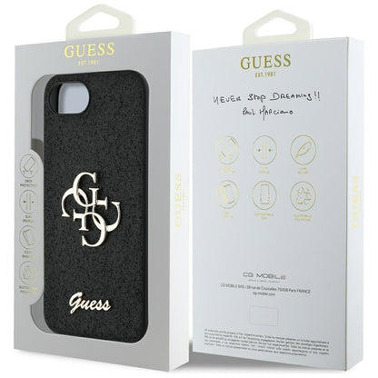 Suojakotelo Apple iPhone 16e:lle, Guess, Fixed Glitter Big 4G, Musta