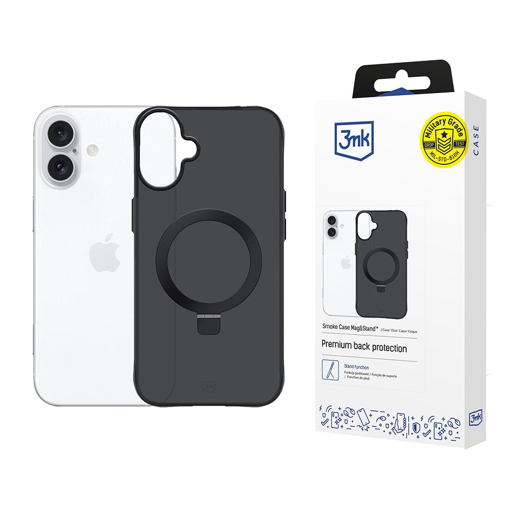 Suojakotelo Apple iPhone 17:lle, 3MK, Smoke MagStand, Musta