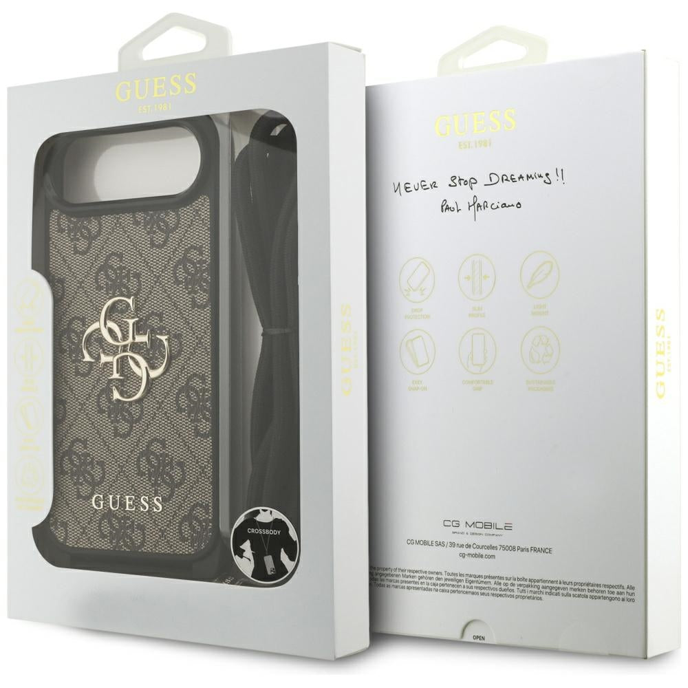 Kotelo Apple iPhone 17 Air:lle, Guess, Crossbody Cord 4G Big Log, Ruskea
