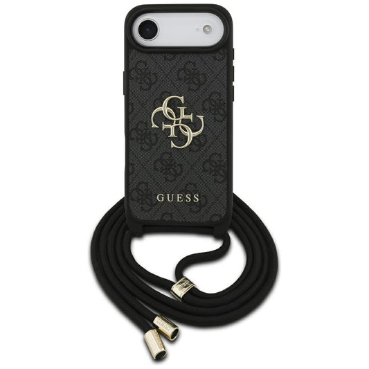 Suojakotelo Apple iPhone 17 Air, Guess, Crossbody Cord 4G Big Log, Musta