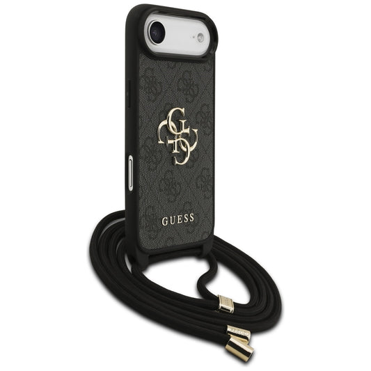 Suojakotelo Apple iPhone 17 Air, Guess, Crossbody Cord 4G Big Log, Musta