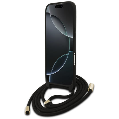 Suojakotelo Apple iPhone 17 Air, Guess, Crossbody Cord 4G Big Log, Musta