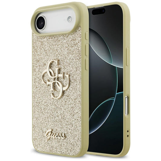 Kotelo Apple iPhone 17 Air, Guess, Fixed Glitter Big 4G, Kultainen
