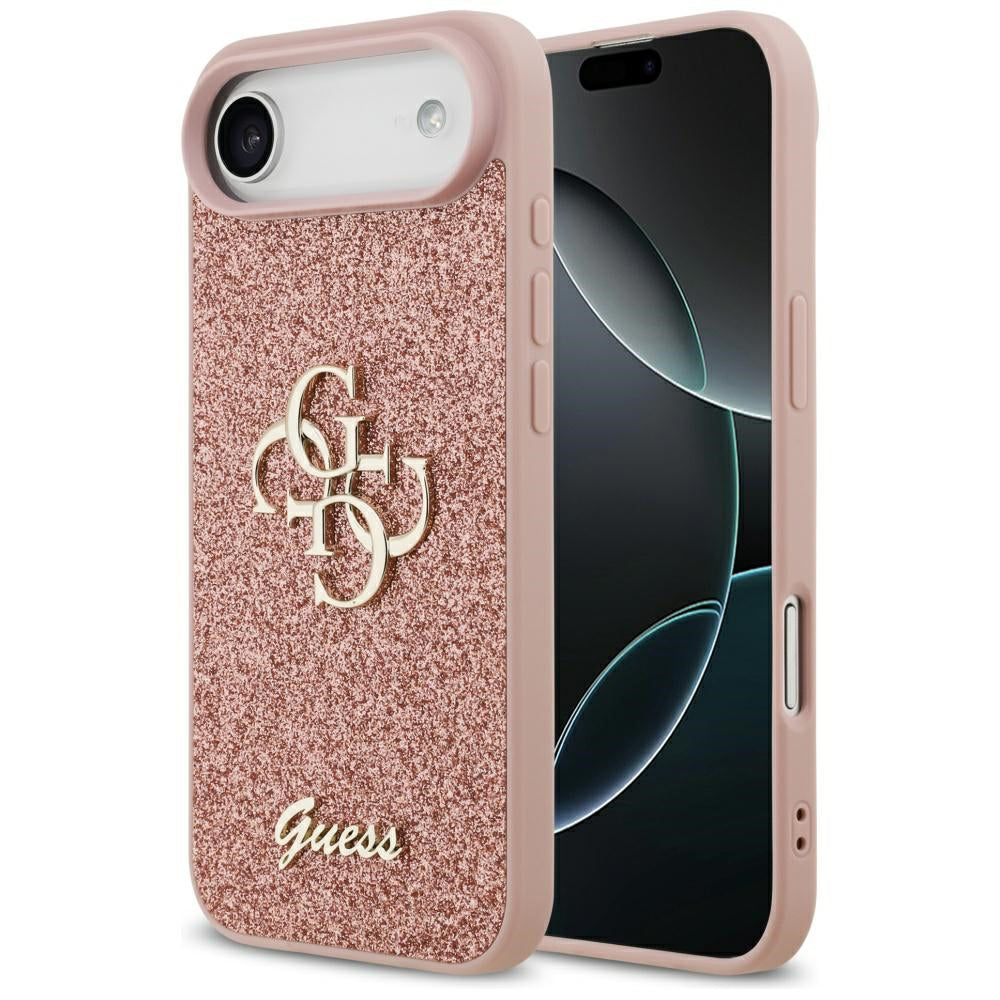 Suojakotelo Apple iPhone 17 Air, Guess, Fixed Glitter Big 4G, Pinkki