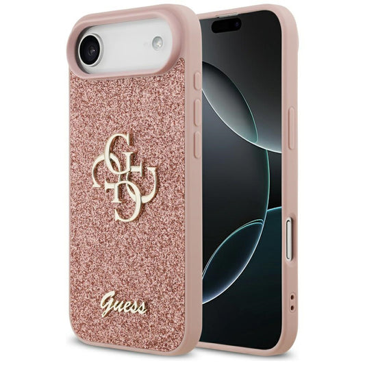 Suojakotelo Apple iPhone 17 Air, Guess, Fixed Glitter Big 4G, Pinkki