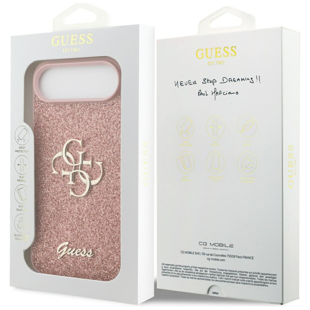 Suojakotelo Apple iPhone 17 Air, Guess, Fixed Glitter Big 4G, Pinkki