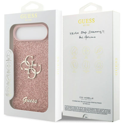 Suojakotelo Apple iPhone 17 Air, Guess, Fixed Glitter Big 4G, Pinkki