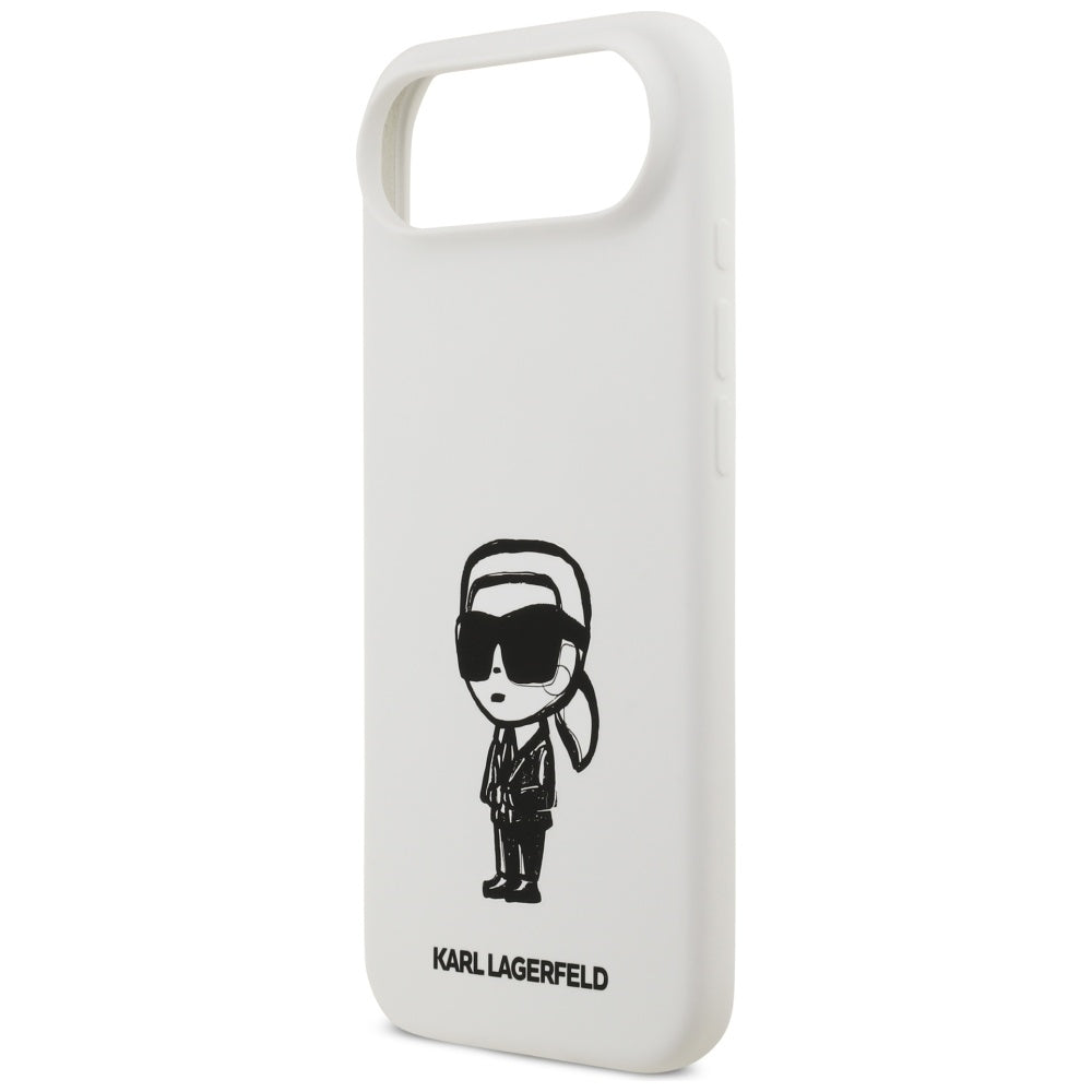 Kotelo Apple iPhone 17 Air:lle, Karl Lagerfeld, Sketch and Logo Karl, Valkoinen