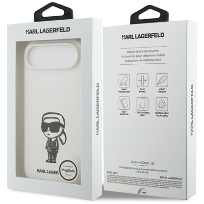 Kotelo Apple iPhone 17 Air:lle, Karl Lagerfeld, Sketch and Logo Karl, Valkoinen