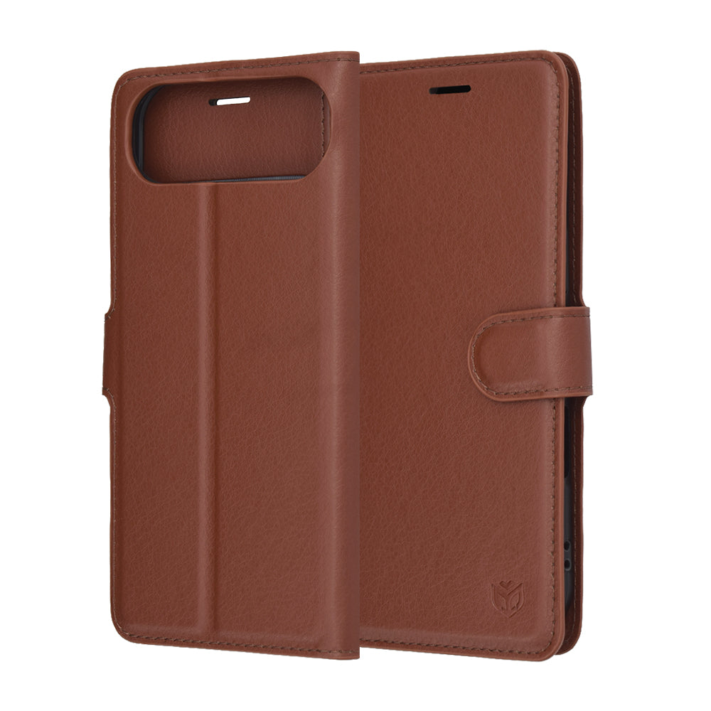 Kotelo Apple iPhone 17 Air:lle, Techsuit, Leather Folio, Ruskea
