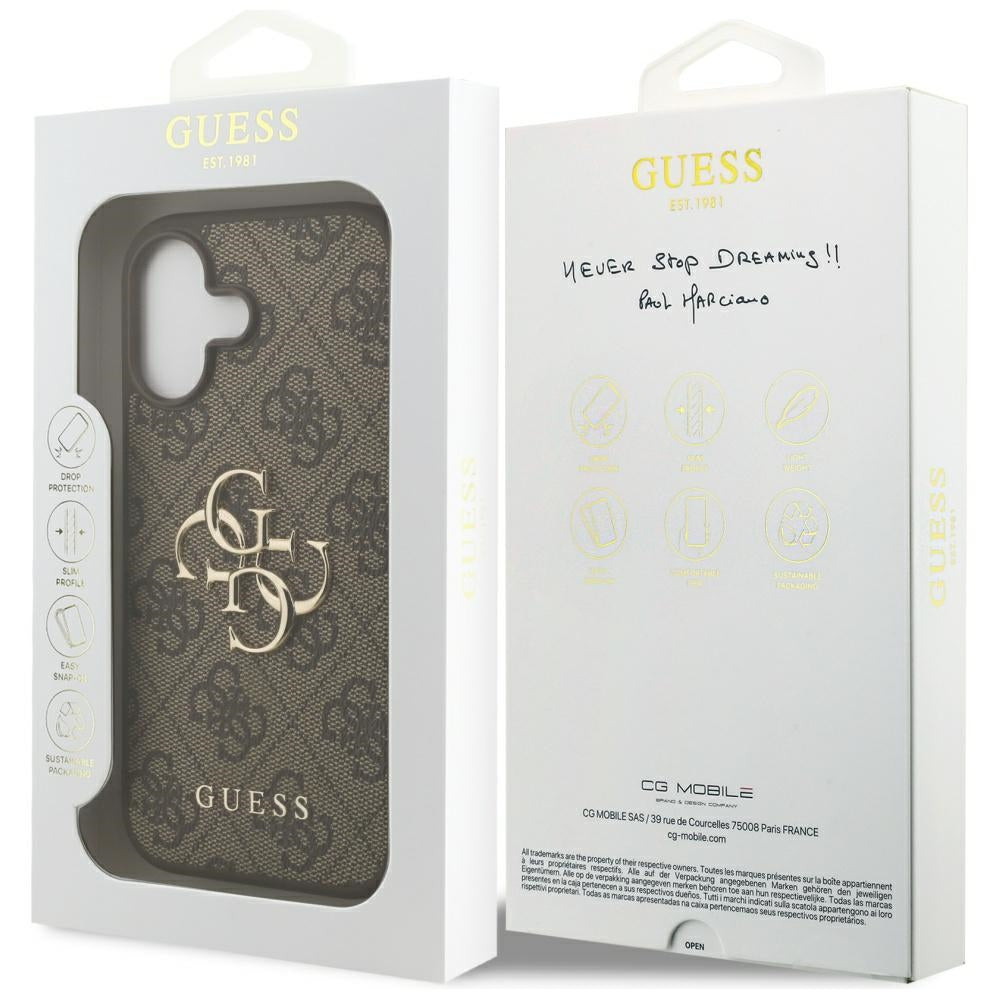 Suojakotelo Apple iPhone 17:lle, Guess, 4G Big Logo, Ruskea