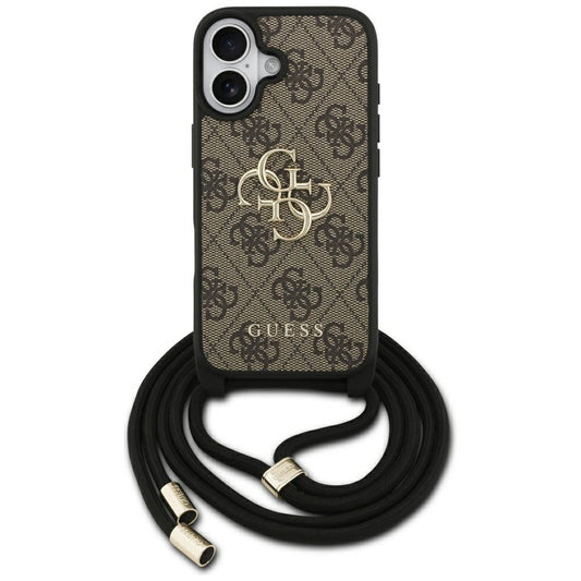 Suojakotelo Apple iPhone 17:lle, Guess, 4G CBDY Big Logo with Cord Strap, Ruskea