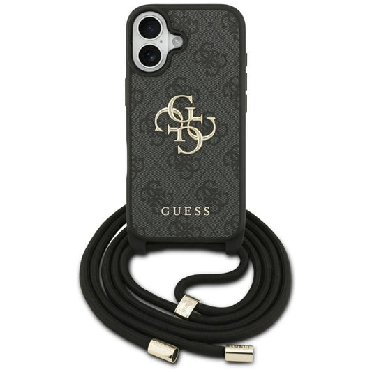 Suojakotelo Apple iPhone 17:lle, Guess, 4G CBDY Big Logo with Cord Strap, Musta