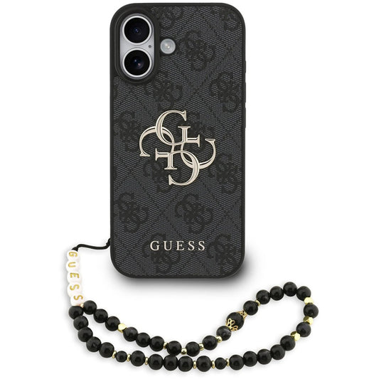 Suojakotelo Apple iPhone 17:lle, Guess, 4G Classic Logo with Strap, Musta