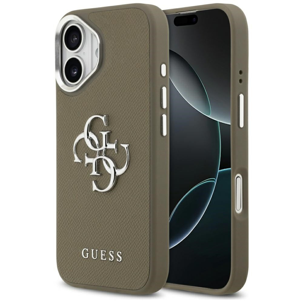 Kotelo Apple iPhone 17:lle, Guess, 4G Grained Big And Classic Logo, Ruskea Hopea